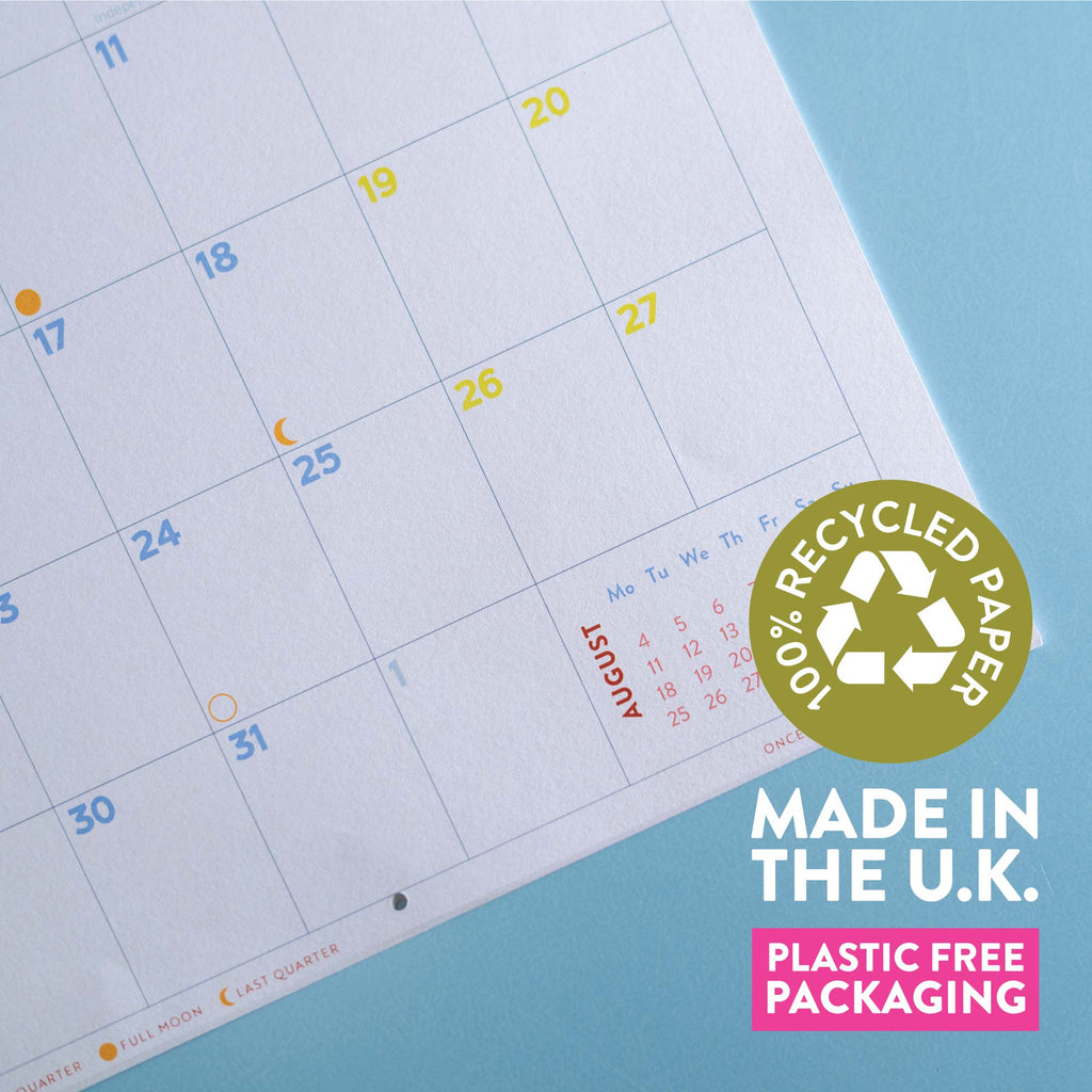 2025 large square calendar. 100% recycled paper planner. Made in the UK. Wine calendar. Wino calender. Gifts for wine lovers.