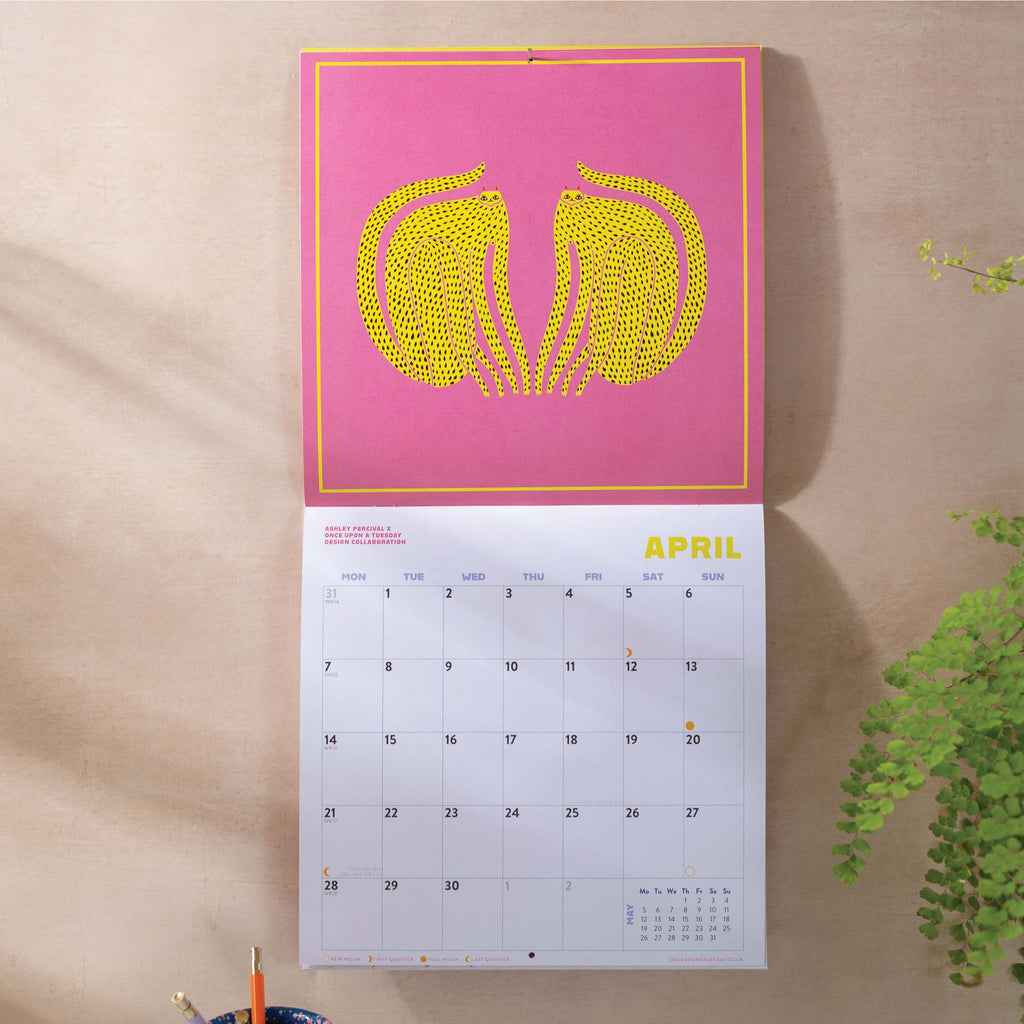2025 large square calendar. Art planner. illustrated calendar. 100% recycled paper. Made in the UK.