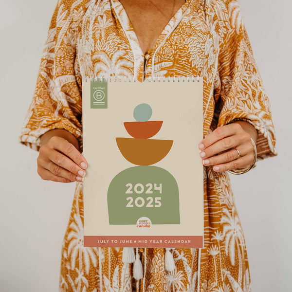 Mid year calendar. July 2024 - June 2025 Calendar. boho calendar. 100% recycled paper. Made in the UK.