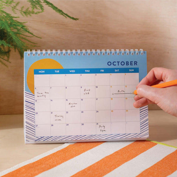 2025 A5 desk calendar. 100% recycled paper. made in the UK. Ocean Inspired.